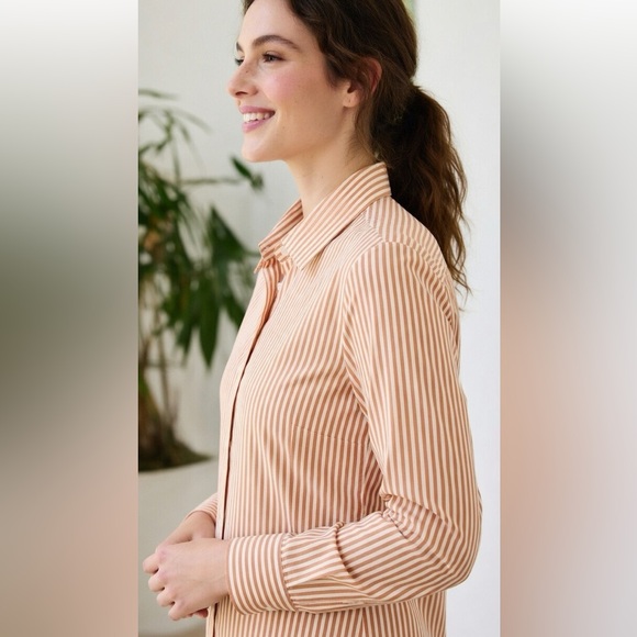 Loro Piana Rust and Cream Striped Button-Down Shirt - Picture 9 of 12